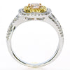 1.10CT WHITE PINK & FANCY YELLOW DIAMOND 18KT TRI COLOR GOLD 3D ENGAGEMENT RING