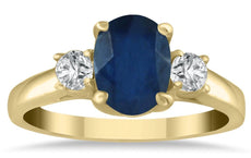 1.58CT DIAMOND & AAA SAPPHIRE 14KT YELLOW GOLD 3D OVAL & ROUND ENGAGEMENT RING