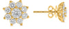 ESTATE 1.0CT DIAMOND 14KT YELLOW GOLD 3D ROUND CLASSIC FLOWER STAR STUD EARRINGS