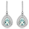 3.45CT DIAMOND & AAA AQUAMARINE 14KT WHITE GOLD PEAR SHAPE HALO HANGING EARRINGS
