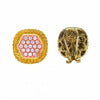 1.79CT PINK & FANCY YELLOW DIAMOND 18KT YELLOW & ROSE GOLD CLIP ON STUD EARRINGS