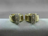 ESTATE WIDE .30CT DIAMOND 14K WHITE & YELLOW GOLD 3 STONE HUGGIE EARRINGS #1857