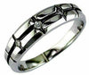 WIDE .10CT DIAMOND 14KT WHITE GOLD 3 STONE ETOILE MENS WEDDING ANNIVERSARY RING