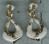 LARGE 2.10CT DIAMOND 18K 2 TONE GOLD ETOILE TEAR DROP LOVE KNOT HANGING EARRINGS