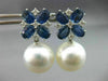 LARGE 2.13CT DIAMOND AAA SAPPHIRE & SOUTH SEA PEARL 18KT WHITE GOLD 3D EARRINGS