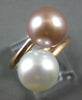 ESTATE AAA WHITE & PINK SOUTH SEA PEARL 14KT ROSE GOLD 3D CRISS CROSS LOVE RING