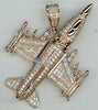 ESTATE 2.29CT DIAMOND 14KT ROSE GOLD 3D FIGHTER PLANE UNISEX FLOATING PENDANT