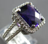 LARGE 4.95CT DIAMOND & AAA AMETHYST 14KT WHITE GOLD SQUARE HALO ENGAGEMENT RING