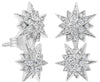 ESTATE .64CT DIAMOND 14KT WHITE GOLD 3D DOUBLE FLOWER STAR FUN HANGING EARRINGS