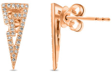 ESTATE .15CT DIAMOND 14KT ROSE GOLD 3D TRIANGULAR FUN HANGING EARRINGS