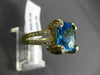 ESTATE LARGE 6.54CT DIAMOND & AAA EXTRA FACET BLUE TOPAZ 14K YELLOW GOLD 3D RING