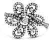 ESTATE WIDE .65CT DIAMOND 14KT WHITE GOLD 3D MULTI LEAF FLOWER LOVE RING