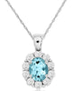 .50CT DIAMOND & AAA AQUAMARINE 14KT WHITE GOLD 3D OVAL & ROUND FLOATING PENDANT