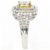 LARGE 2.45CT WHITE & FANCY YELLOW DIAMOND 18K 2 TONE GOLD SQUARE ENGAGEMENT RING