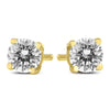 ESTATE .40CT DIAMOND 14KT YELLOW GOLD 3D CLASSIC ROUND SOLITAIRE STUD EARRINGS