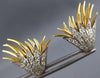 ESTATE LARGE 1.35CT DIAMOND 18KT WHITE & YELLOW GOLD 3D FLOWER CLIP ON EARRINGS