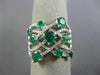 ESTATE 1.66CT DIAMOND & AAA EMERALD 18KT WHITE GOLD MULTI ROW CRISS CROSS RING