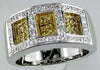 .33CT WHITE & FANCY YELLOW DIAMOND 14KT WHITE GOLD 3D SQUARE ANNIVERSARY RING