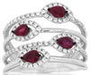 LARGE 1.1CT DIAMOND & AAA RUBY 14K WHITE GOLD PEAR SHAPE & ROUND MULTI LEAF RING