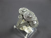 ESTATE WIDE .75CT DIAMOND 14KT WHITE GOLD 3 STONE HALO FILIGREE ANNIVERSARY RING
