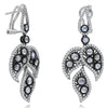 LARGE 2.98CT DIAMOND 18KT BLACK & WHITE GOLD MULTI LEAF CLIP ON HANGING EARRINGS