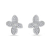 ESTATE .65CT DIAMOND 18KT WHITE GOLD 3D CLASSIC MULTI LEAF FLOWER LOVE EARRINGS