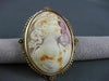 ANTIQUE LARGE 14KT YELLOW GOLD HANDCRAFTED LADY SHELL CAMEO PENDANT & PIN #22935