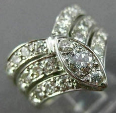 ANTIQUE LARGE 1.30CT OLD MINE DIAMOND 14KT WHITE GOLD MARQUISE V SHAPE RING #566