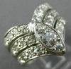 ANTIQUE LARGE 1.30CT OLD MINE DIAMOND 14KT WHITE GOLD MARQUISE V SHAPE RING #566