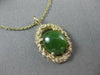 ANTIQUE LARGE 14KT YELLOW GOLD SOLITAIRE AAA OVAL JADE FILIGREE PENDANT #22662
