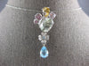 LARGE 4.34CT DIAMOND & AAA MULTI GEM 14KT WHITE GOLD TEAR DROP HANGING EARRINGS