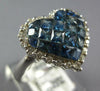 LARGE 2.16CT DIAMOND & AAA SAPPHIRE 14KT WHITE GOLD 3D PRINCESS HEART LOVE RING
