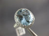 ESTATE LARGE 4.79CT DIAMOND & AAA AQUAMARINE 18K WHITE GOLD OVAL ENGAGEMENT RING