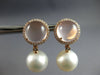 LARGE 12.2CT DIAMOND & AAA PINK QUARTZ & SOUTH SEA PEARL 18KT ROSE GOLD EARRINGS