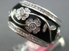 WIDE 1.23CT DIAMOND & BLACK ENAMEL 18K WHITE GOLD MULTI FLOWER ETERNITY FUN RING