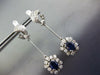 ANTIQUE 2.54CT DIAMOND & AAA SAPPHIRE 18KT WHITE GOLD 3D FLOWER HANGING EARRINGS