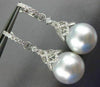 LARGE .95CT DIAMOND & SOUTH SEA PEARL 18KT WHITE GOLD FILIGREE HANGING EARRINGS