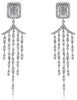 1.31CT DIAMOND 14KT WHITE GOLD 3D ROUND & BAGUETTE CHANDELIER HANGING EARRINGS