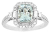 WIDE 1.65CT DIAMOND & AAA AQUAMARINE 14K WHITE GOLD HALO OCTAGON ENGAGEMENT RING