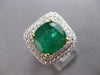 EXTRA LARGE 7.75CT DIAMOND & AAA EMERALD 18K 2 TONE GOLD CUSHION ENGAGEMENT RING