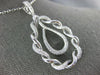 ESTATE EXTRA LARGE 1.54CT DIAMOND 18KT WHITE GOLD FLOWER TEAR DROP LOVE PENDANT