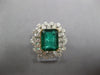 LARGE 5.52CT DIAMOND & AAA EMERALD 18KT 2 TONE GOLD EMERALD CUT ENGAGEMENT RING