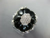 ESTATE LARGE .82CT DIAMOND & AAA BLACK ONYX 14KT WHITE GOLD 3D FLOWER FUN RING