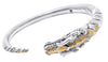 LARGE AAA BLUE SAPPHIRE 18KT YELLOW GOLD & 925 SILVER ALLIGATOR BANGLE BRACELET