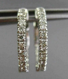 ESTATE .71CT DIAMOND 14KT WHITE GOLD CLASSIC DOUBLE SIDED FILIGREE HOOP EARRINGS