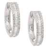 .88CT DIAMOND 14KT WHITE GOLD 3D ROUND & BAGUETTE HUGGIE HOOP HANGING EARRINGS