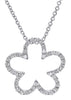 ESTATE .56CT DIAMOND 18KT WHITE GOLD 3D OPEN FLOWER LOVE FLOATING PENDANT