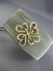 ESTATE WIDE .62CT DIAMOND 18K GOLD & STAINLESS STEEL FLOWER MESH BANGLE BRACELET