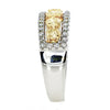 WIDE 1.13CT WHITE & CANARY DIAMOND 18KT 2 TONE GOLD FIVE STONE ANNIVERSARY RING