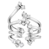 ESTATE LARGE .50CT DIAMOND 18KT WHITE GOLD 3D MULTI FLOWER CRISS CROSS LOVE RING